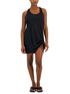 28$ Miken Ruched Racerback Cover-Up Tank Top Women's Size S US Black